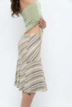 Load image into Gallery viewer, Vintage x Green Striped Tiered Midi Skirt (XS-M)