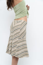 Load image into Gallery viewer, Vintage x Green Striped Tiered Midi Skirt (XS-M)