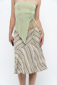 Vintage x Green Striped Tiered Midi Skirt (XS-M)