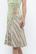Load image into Gallery viewer, Vintage x Green Striped Tiered Midi Skirt (XS-M)