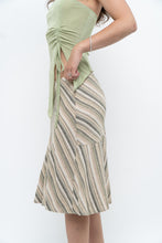 Load image into Gallery viewer, Vintage x Green Striped Tiered Midi Skirt (XS-M)