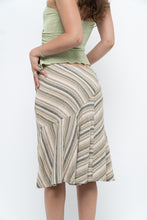 Load image into Gallery viewer, Vintage x Green Striped Tiered Midi Skirt (XS-M)