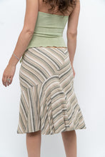 Load image into Gallery viewer, Vintage x Green Striped Tiered Midi Skirt (XS-M)