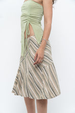 Load image into Gallery viewer, Vintage x Green Striped Tiered Midi Skirt (XS-M)