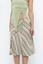 Load image into Gallery viewer, Vintage x Green Striped Tiered Midi Skirt (XS-M)