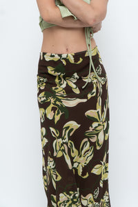 Vintage x Brown, Green Floral Maxi Skirt (XL-2X)