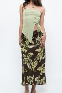 Vintage x Brown, Green Floral Maxi Skirt (XL-2X)