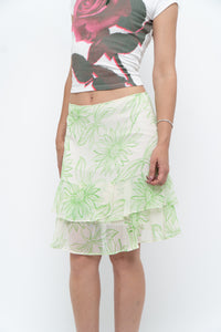 Vintage x Cream Floral Frilly Skirt (M)