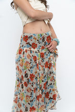 Load image into Gallery viewer, Vintage x Colourful Floral Tiered Silk Midi Skirt (M-XL)