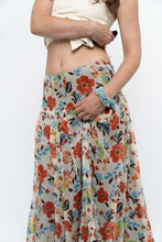 Load image into Gallery viewer, Vintage x Colourful Floral Tiered Silk Midi Skirt (M-XL)