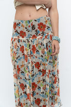 Load image into Gallery viewer, Vintage x Colourful Floral Tiered Silk Midi Skirt (M-XL)