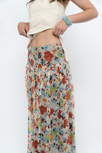 Load image into Gallery viewer, Vintage x Colourful Floral Tiered Silk Midi Skirt (M-XL)