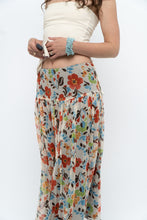 Load image into Gallery viewer, Vintage x Colourful Floral Tiered Silk Midi Skirt (M-XL)