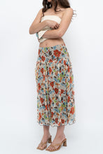 Load image into Gallery viewer, Vintage x Colourful Floral Tiered Silk Midi Skirt (M-XL)
