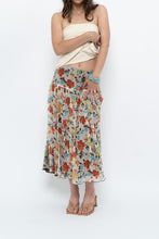 Load image into Gallery viewer, Vintage x Colourful Floral Tiered Silk Midi Skirt (M-XL)