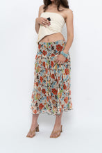 Load image into Gallery viewer, Vintage x Colourful Floral Tiered Silk Midi Skirt (M-XL)
