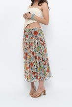 Load image into Gallery viewer, Vintage x Colourful Floral Tiered Silk Midi Skirt (M-XL)