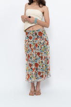 Load image into Gallery viewer, Vintage x Colourful Floral Tiered Silk Midi Skirt (M-XL)