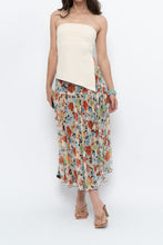 Load image into Gallery viewer, Vintage x Colourful Floral Tiered Silk Midi Skirt (M-XL)