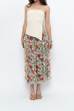 Load image into Gallery viewer, Vintage x Colourful Floral Tiered Silk Midi Skirt (M-XL)