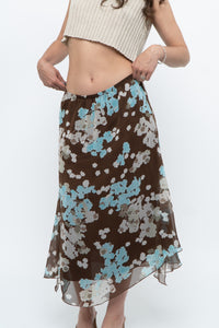 Vintage x Brown Floral Flowy Midi Skirt (S-L)