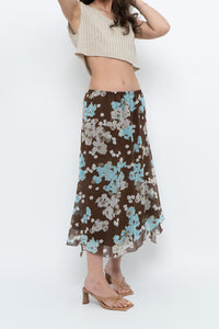 Vintage x Brown Floral Flowy Midi Skirt (S-L)