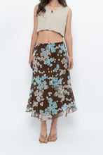 Load image into Gallery viewer, Vintage x Brown Floral Flowy Midi Skirt (S-L)