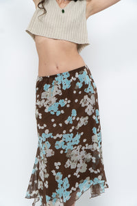 Vintage x Brown Floral Flowy Midi Skirt (S-L)