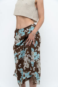 Vintage x Brown Floral Flowy Midi Skirt (S-L)