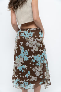 Vintage x Brown Floral Flowy Midi Skirt (S-L)
