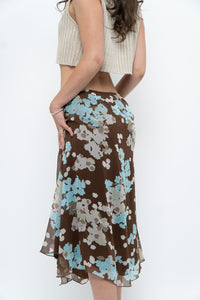 Vintage x Brown Floral Flowy Midi Skirt (S-L)