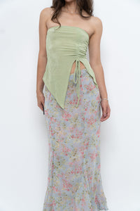 Vintage x Baby Blue, Pink Patterned Reversible Midi Skirt (M-XL)