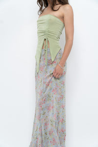 Vintage x Baby Blue, Pink Patterned Reversible Midi Skirt (M-XL)