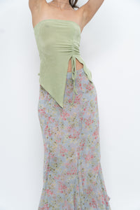 Vintage x Baby Blue, Pink Patterned Reversible Midi Skirt (M-XL)
