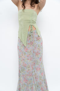 Vintage x Baby Blue, Pink Patterned Reversible Midi Skirt (M-XL)