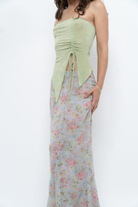 Vintage x Baby Blue, Pink Patterned Reversible Midi Skirt (M-XL)