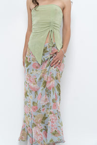 Vintage x Baby Blue, Pink Patterned Reversible Midi Skirt (M-XL)