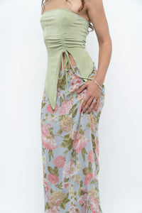 Vintage x Baby Blue, Pink Patterned Reversible Midi Skirt (M-XL)