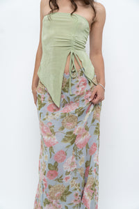Vintage x Baby Blue, Pink Patterned Reversible Midi Skirt (M-XL)