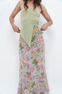 Vintage x Baby Blue, Pink Patterned Reversible Midi Skirt (M-XL)