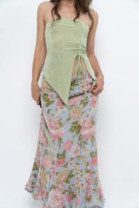 Vintage x Baby Blue, Pink Patterned Reversible Midi Skirt (M-XL)