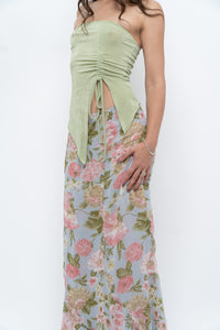 Vintage x Baby Blue, Pink Patterned Reversible Midi Skirt (M-XL)