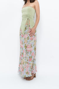 Vintage x Baby Blue, Pink Patterned Reversible Midi Skirt (M-XL)