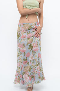Vintage x Baby Blue, Pink Patterned Reversible Midi Skirt (M-XL)