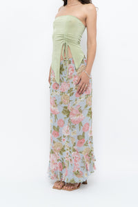 Vintage x Baby Blue, Pink Patterned Reversible Midi Skirt (M-XL)