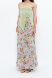 Vintage x Baby Blue, Pink Patterned Reversible Midi Skirt (M-XL)