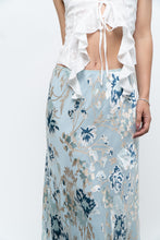 Load image into Gallery viewer, Vintage x Baby Blue Patterned Silk-Blend Maxi Skirt (M-XL)