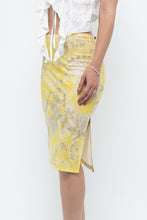 Load image into Gallery viewer, Vintage x Yellow Shiny Patterned Midi Skirt (M-XL)
