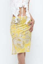 Load image into Gallery viewer, Vintage x Yellow Shiny Patterned Midi Skirt (M-XL)