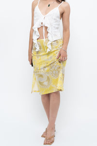 Vintage x Yellow Shiny Patterned Midi Skirt (M-XL)